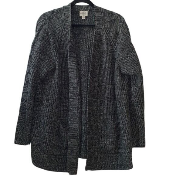 St. Johns Bay Womens Gray Open Front Cardigan Sweater L - Picture 2 of 10